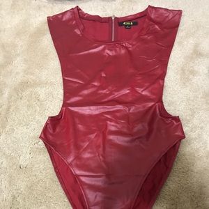 Faux Leather Body Suit Size Large